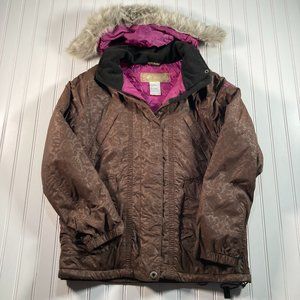 BODY GLOVE Faux-Fur hooded Snowboard ski Jacket Women's Size Large Brown